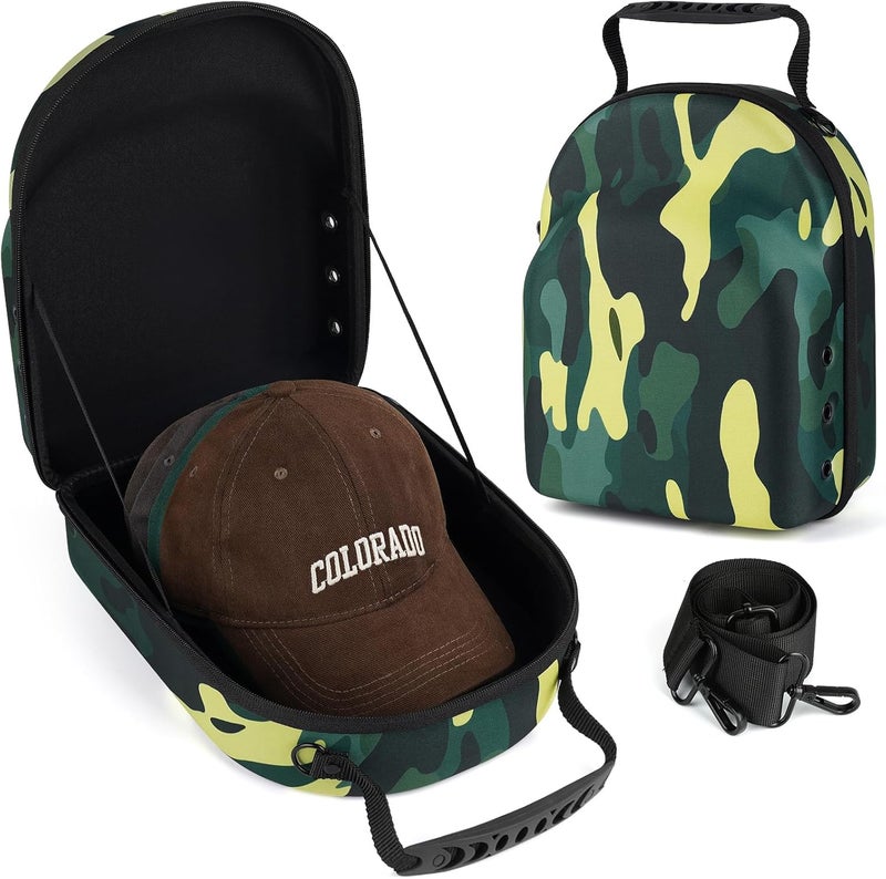 GERMUN Hard baseball hat case, Hat Carrier Travel Case with Adjustable Shoulder Strap, Hat cap case for 6 Baseball Caps - Perfect for Traveling (Camo Green) - Image 1